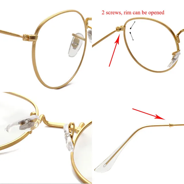 Classic Anti-Blue Light Glasses, Frame Brand Designer, Fashion Round Metal Optical Frames Computer Glasses 3