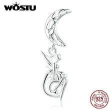 WOSTU подлинные 925 пробы серебряные подвески с Луной эльфом Феи подходят к оригинальному браслету с подвеской из бисера женские роскошные уникальные ювелирные изделия CTC110
