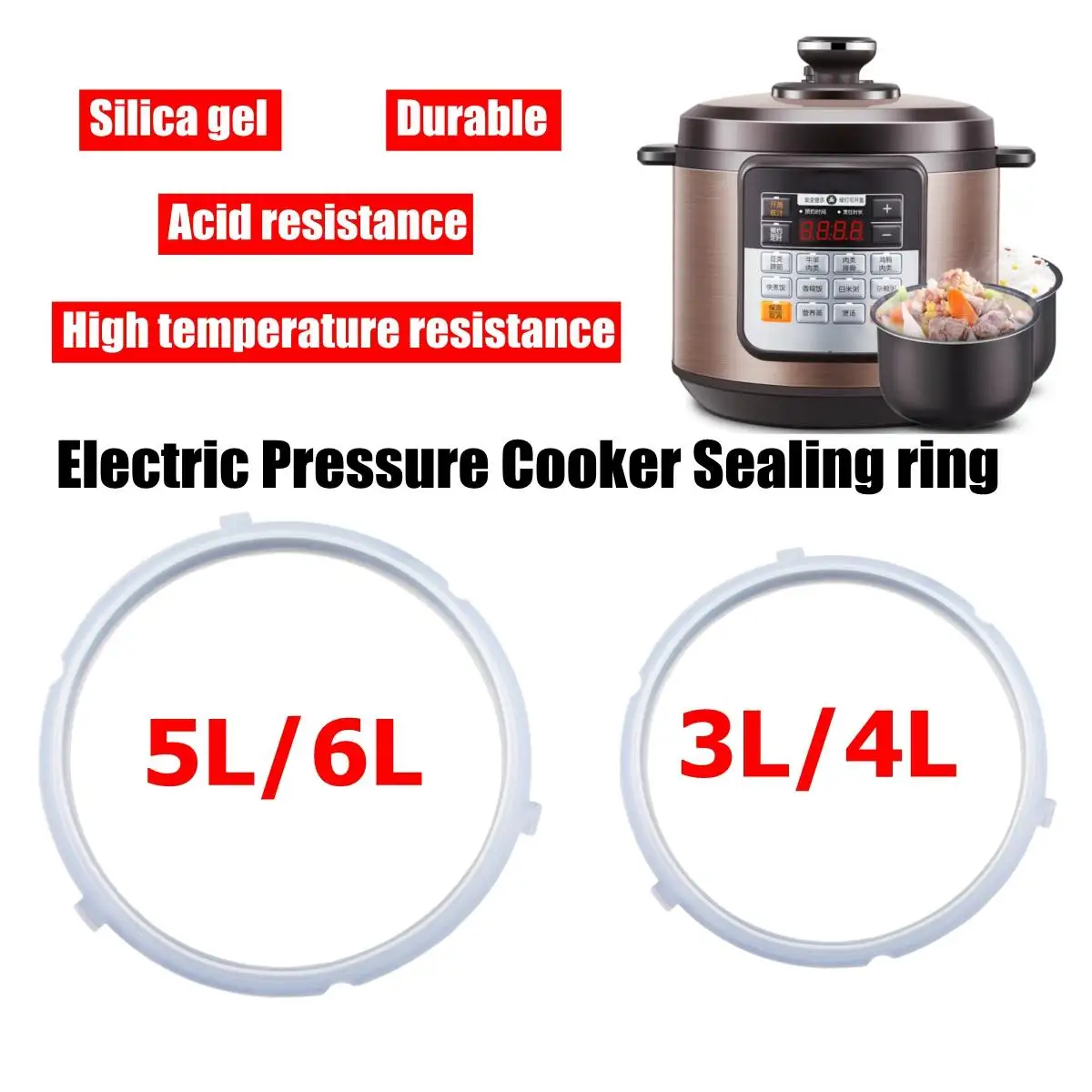 

Sealing Ring Ring 3/4/5/6L Silicone Pressure Seal Cooker Kitchen &Amp; Dining Tool Electric Pot Garden