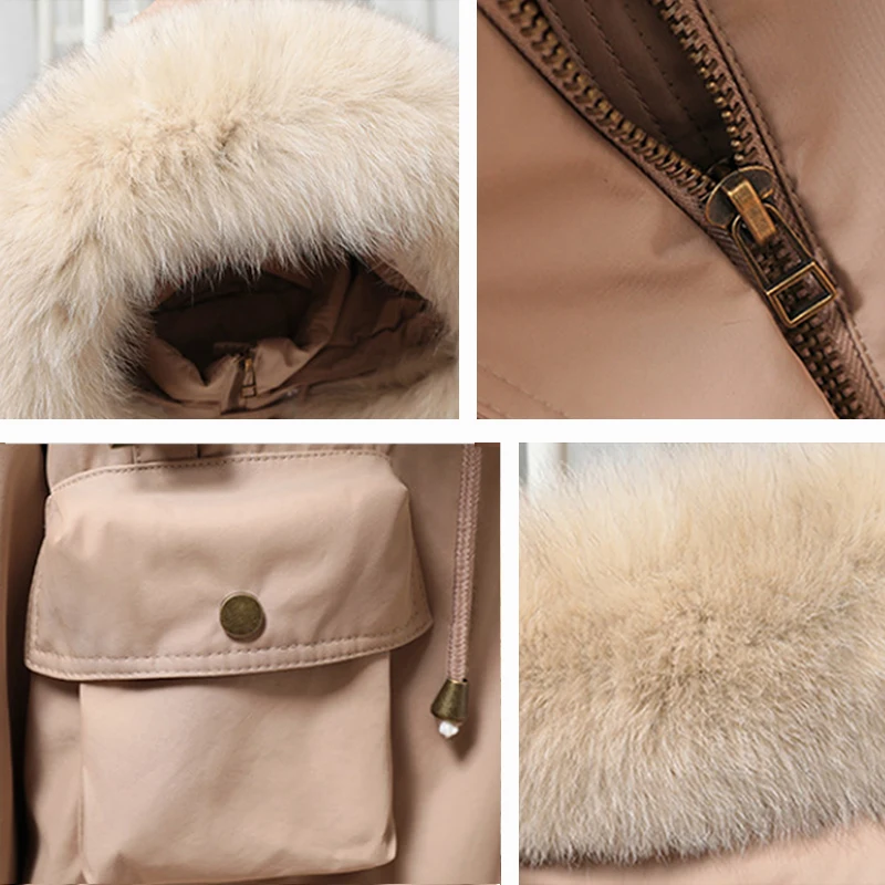 Fitaylor Large Natural Raccoon Fur Hooded Down