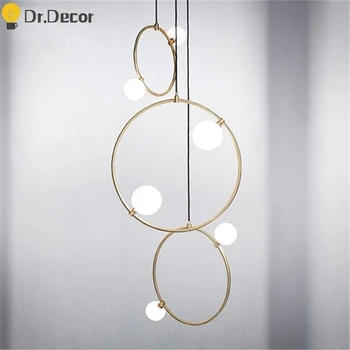 

Nordic Art Home Deco Ring Glass Pendant Lights Modern Living Room Bedroom Luxury Pendent Lamp Cafe Kitchen Hanging Lamps Fixture