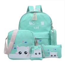 Корейская-Стиль Сумки из натуральной кожи Симпатичные японские кошки Харадзюку-Стиль школьная сумка рюкзак для школьников ручной рюкзак