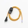 AC 220-250V EU Plug Power Cords With Dimmer Switch Flex Fabric Braided Covered Cable Electrical Power Cable 4