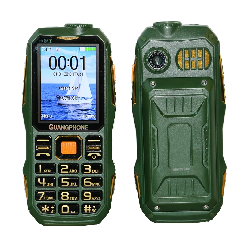  Outdoor Rugged Mobile Phone Powerbank Big Battery Large Keyboard 3W Torch Dual Sim Facebook Whatsap