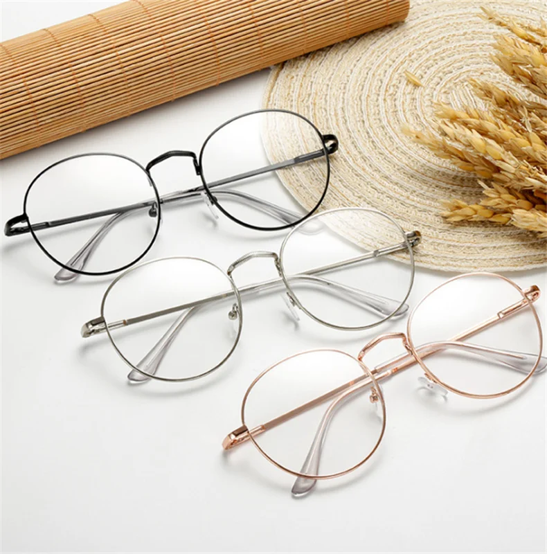 Oulylan круглые очки для близорукости для женщин и мужчин, винтажные прозрачные линзы, оптические оправы для очков, металлические очки-1,0-2,0-4,0