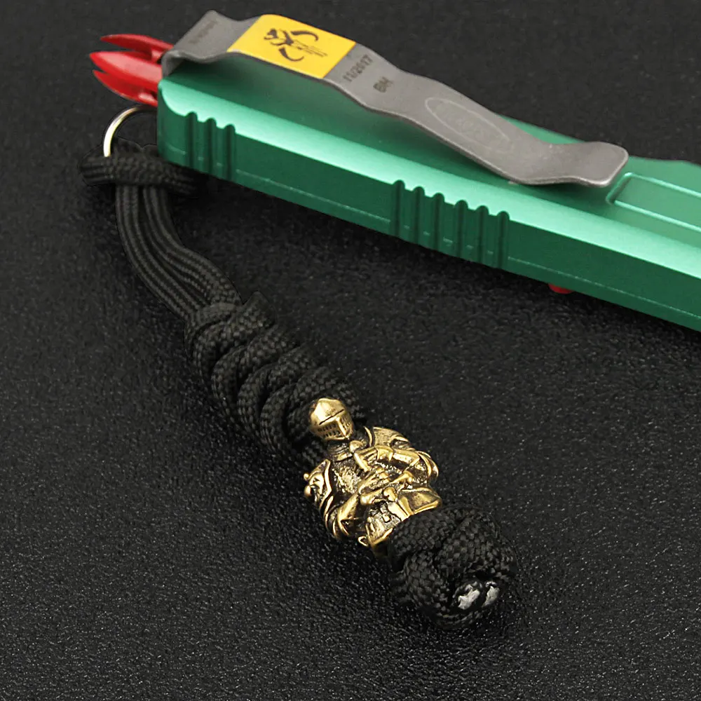 Woven Brass Skull Knife Beads Umbrella Rope Bead Hand-woven Paracord Beads Hang Pendant