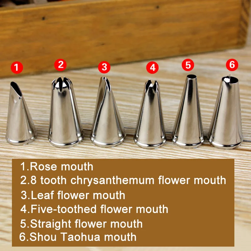 6pcs Set Icing Piping Nozzles Stainless Steel Decorating Tip For DIY Cake Pastry Cream JS23