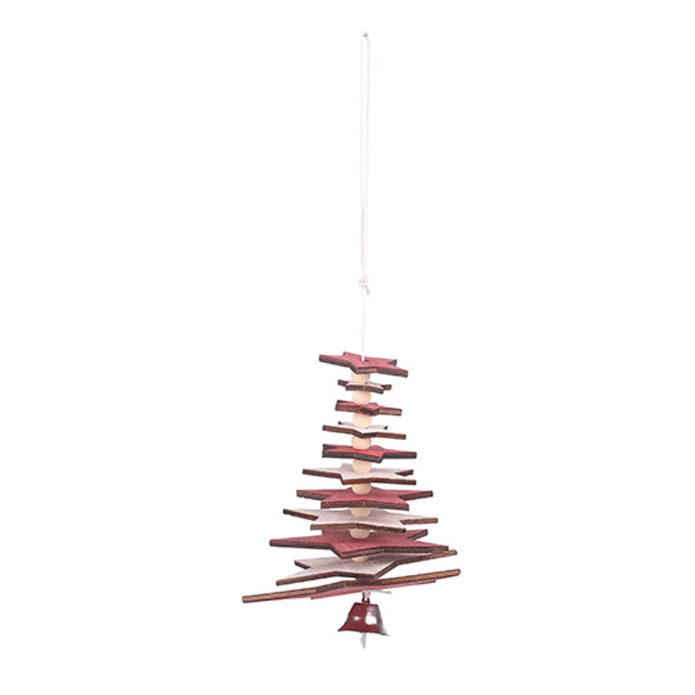 Five-pointed red Рождественские деревянные украшения 3D Подвеска Висячие украшения для домашнего праздника deco noel bois рождественские серьги UYT - Цвет: Five-pointed red
