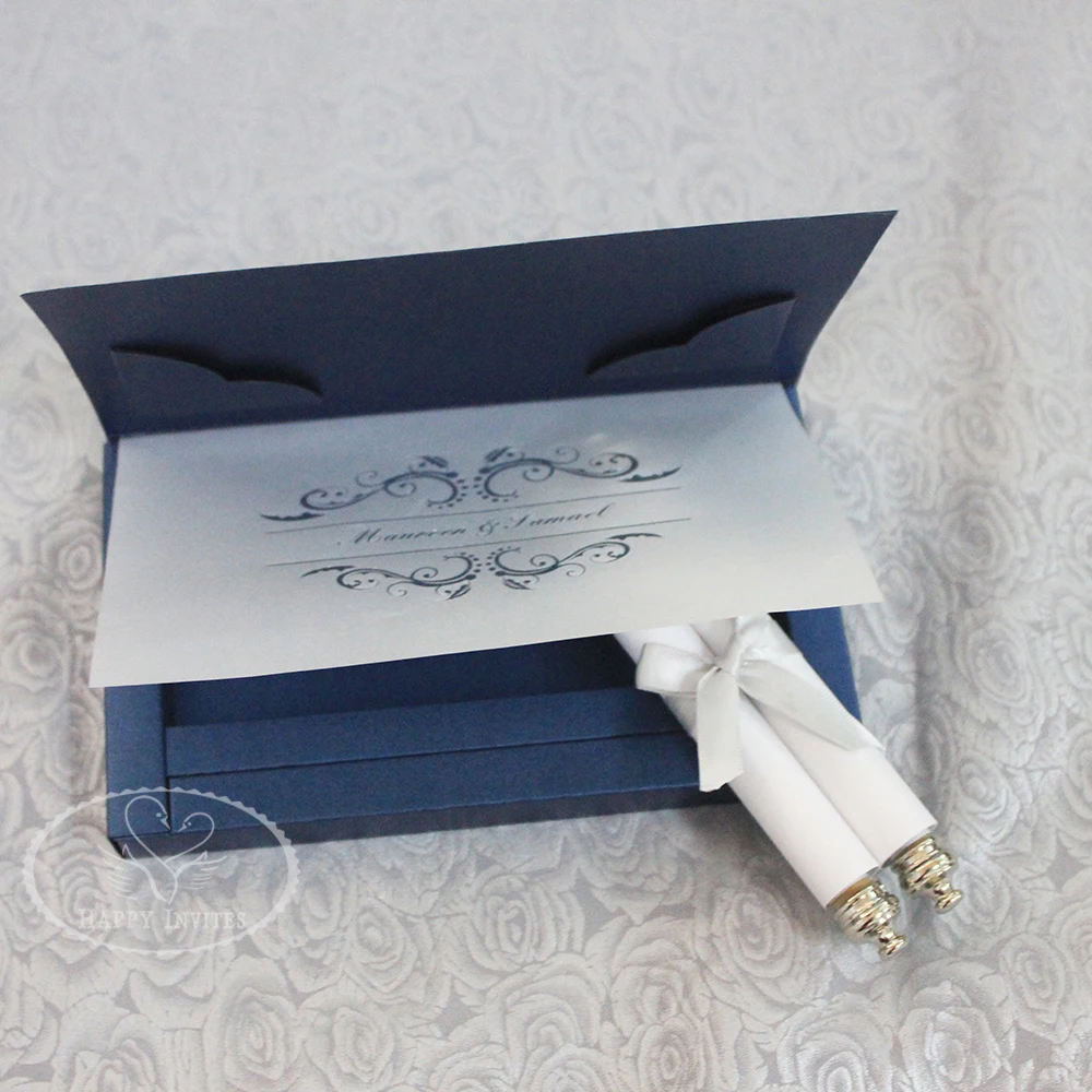 100Pcs Custom Elegant Scroll Wedding Invitations Personalized