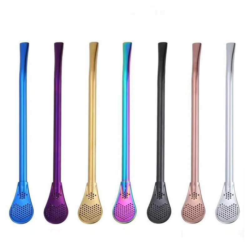4pcs Stainless Steel Tea Filter Spoon Drinking Straw Reusable Tools Washable Bar Metal for |