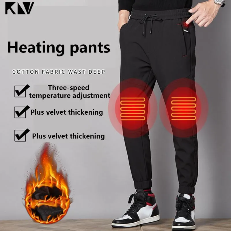KLV/мужские зимние штаны для улицы с подогревом, брюки, 3 режима, USB, с подогревом, спортивные штаны