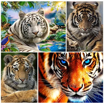 

5D Diamond Painting Full Drill Tiger Diamond Mosaic Sale Round Rhinestones Pictures Diamond Embroidery Tiger Home Decor Gift