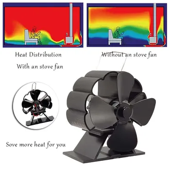

Mini Fireplace Stove Fan Effecient 4 Blade Heat Blade Fireplace Fan Powered Log Wood Burner Ecofan Quiet Fan Heat Distribution
