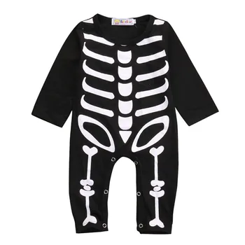 

Winter Halloween Children Romper Clothes Newborn Baby Boy Girl Halloween Rompers Cotton Skeleton Costume Clothes Outfit