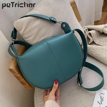 

High Capacity Women Crossbody Bag Fashion Semicircle Saddle Bags PU Leather Shoulder Bags for Female Handbags Designer Bolsas