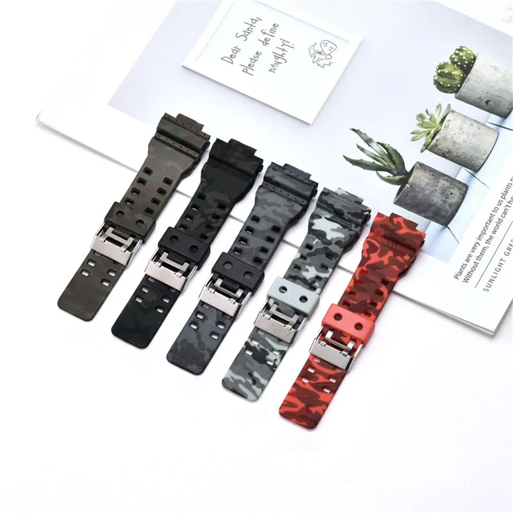 

16mm Camouflage Silicone Replacement Watchband for Casio G-Shock GA-100/110/120 GD-100/110 G-8900 GLS-100 Strap Bracelet Band