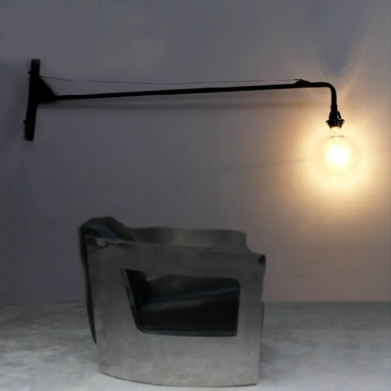 

Loft RH Industry Long-arm Restaurant Wall Lamp Retro Warehouse Wall Light Coffee Shop Decoration Light Bar Light With Led Bulbs