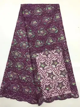 

Latest African sequence Lace Fabric 2020 High Quality nigerian French Net With Sequins Embroidery Tulle Lace For Dress