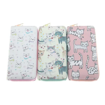 

EUMOAN New European and American Cartoon cat series PU long wallet Clutch Wallet Female Money Credit Card Holder