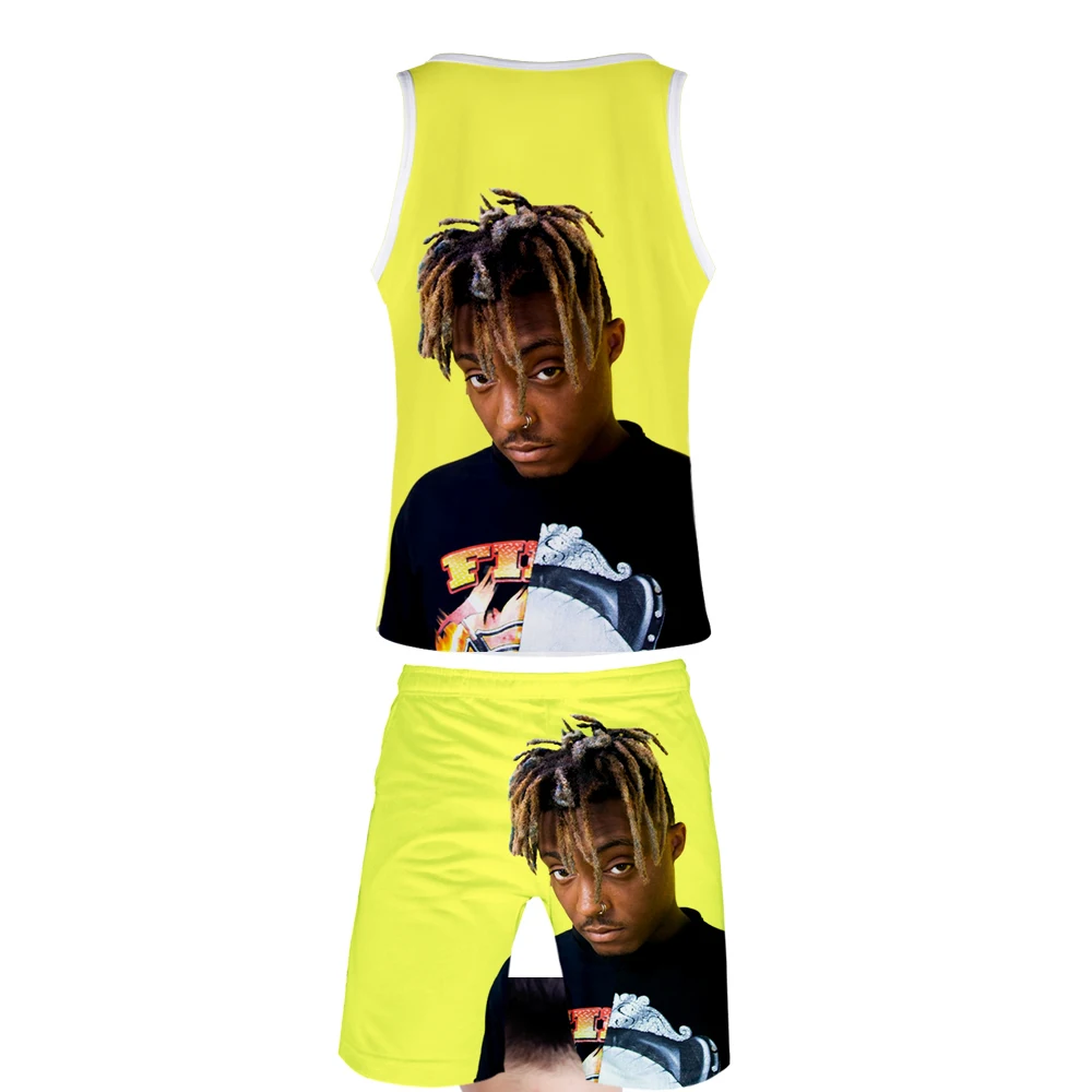 Juice wrld/комплект из двух предметов, майка и пляжные шорты, стиль, модная уличная одежда в стиле хип-хоп, баскетбольная одежда, спортивный костюм размера плюс