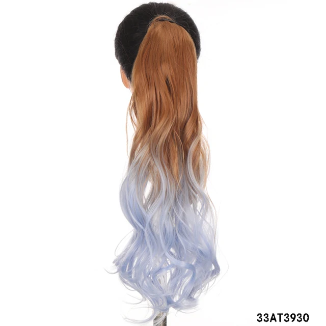 MSTN 24 Inches Long Synthetic Straight Ponytails for Women Natural Clip In Ponytail Hair Extension Hairpieces Blonde Fake Hair 0019-33AT3930