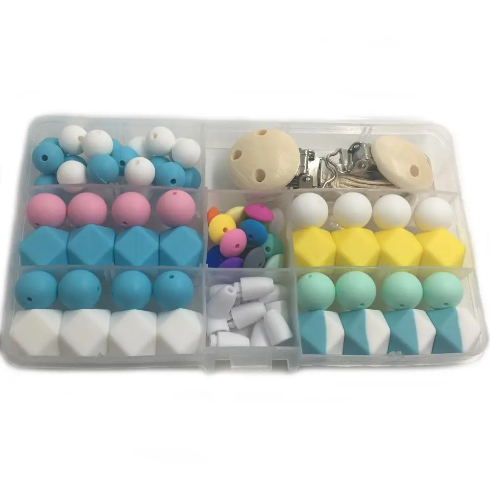 75PCS Silicone Set 75 шт. DIY пищевого класса Силиконовые Прорезыватели аксессуары бусины ювелирные изделия ручной пустышки клип детский Прорезыватель Силиконовые бусы для прорезывания зубов игрушка прорезыватель грызунок силиконовые б - Цвет: 75PCS Silicone Set