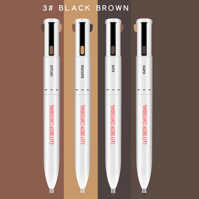 

Hot sale 4 in 1 Easy to Wear Eyebrow Contour Pen Defining Highlighting Brow Pen Waterproof Sweatproof
