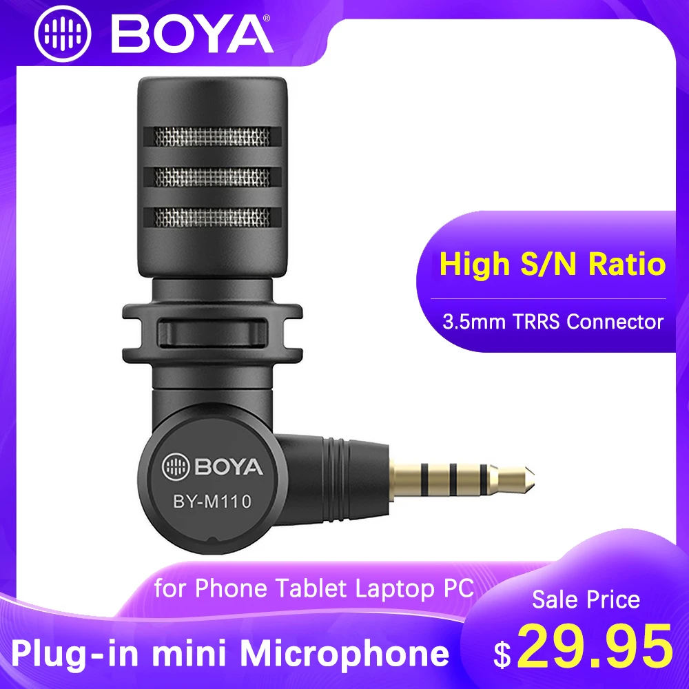 BOYA BY-M110 Omnidirectional 3.5mm TRRS Microphone for XIAOMI HUAWEI OPPO Smartphone Tablet Desktop Laptop PC Video Recording |