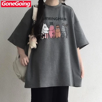

GoneGoing 2020 Summer Hot Sale Ins Korean Style Short Sleeve T shirts Women O Neck Long Loose Tshirt 031417