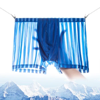 

Summer Thin Sexy Transparent Boxer Pants Ice Silk Breathable Men's Boxer Pants Mid-Waist Seamless Underwear