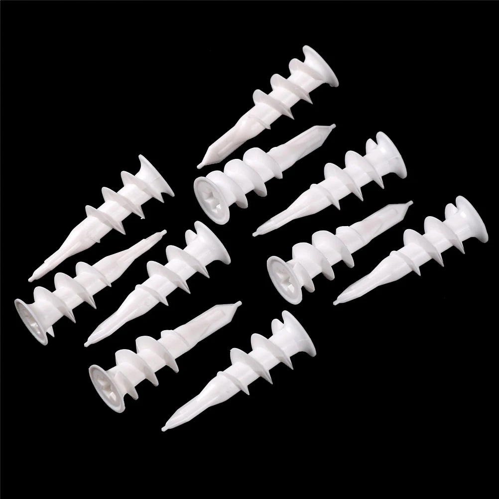 

ZLinKJ 10Pcs Wholesale White Plastic Self Drilling Threaded Drywall Plastic Anchors for M4-M5 Screws