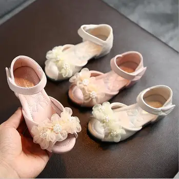 

Hot Summer Style Sandals Children Casual Shoes Toddler Kids Girls Beach Sandals Cute Pearl Lace Flower Girls Princess Shoes