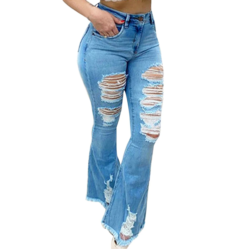Style 2 Laamei модные повседневные женские обтягивающие Стрейчевые джинсовые штаны, женские джинсы с высокой талией, полосатые джинсы, широкие брюки-клеш - Цвет: Style 2