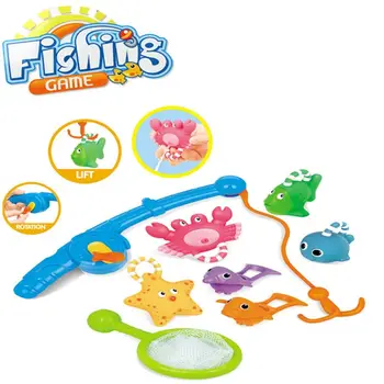 

Fishing Game - Fishing Toy Game for Toddlers Kids - Baby Bathing Floating Soft Rubber Animals Water Tub Toy Squirts Spoon-Net