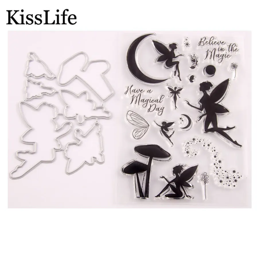 

2019 New Beautiful Angel Moon Star Flower Letters Stamps and Dies Set for Scrapbooking Card Making Christmas Album Decors