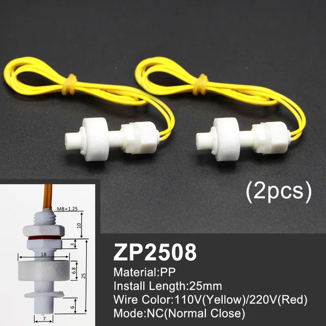 Free Shipping 1 Piece Float Switch Mini Type Poly Propy Water Level Liquid Sensor Normal Close ZP2508-ZP15010 2PCS-ZP2508