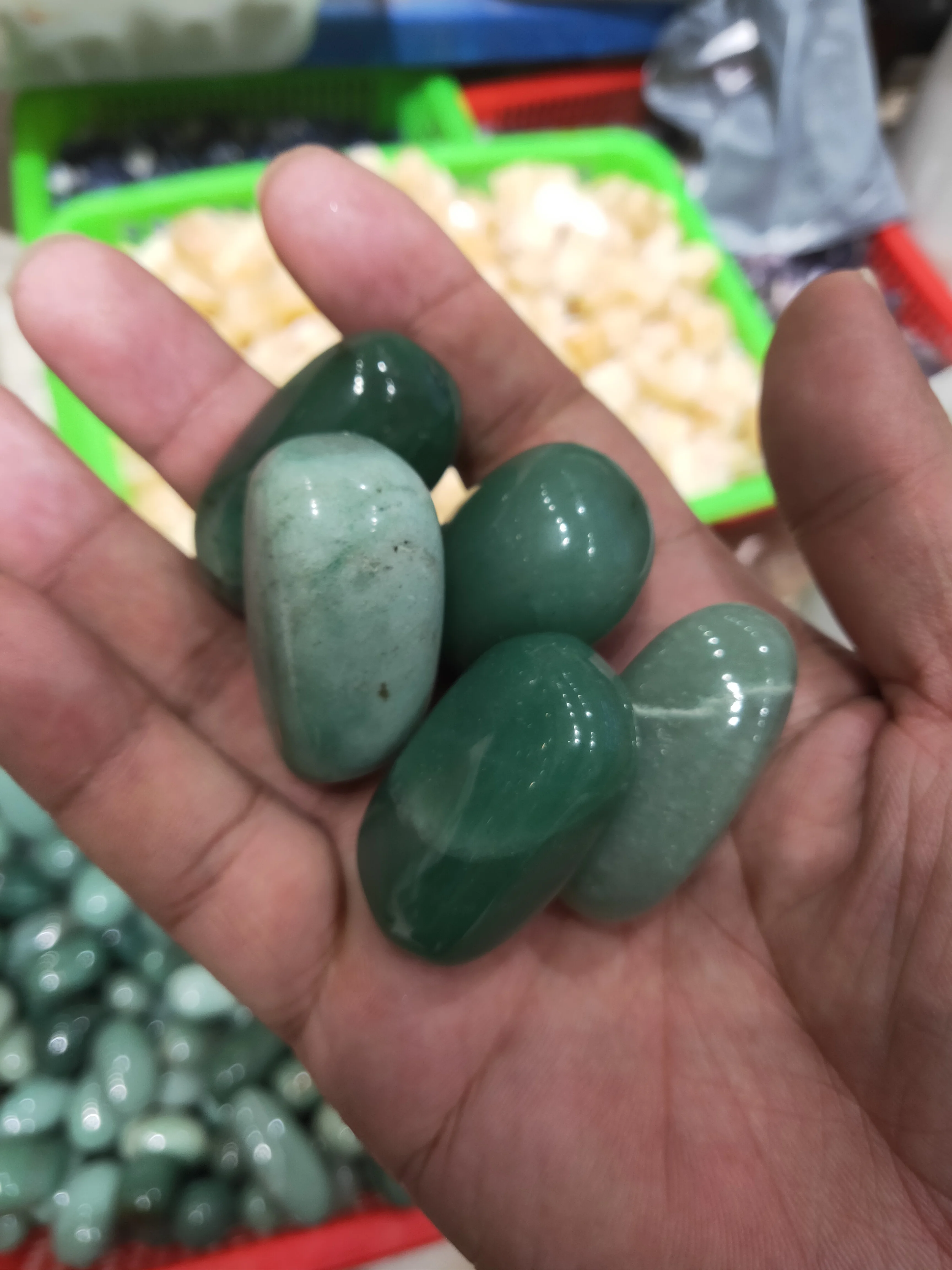 100gNatural Green Dongling Jade Stone Large Crystal Gravel DIY House
