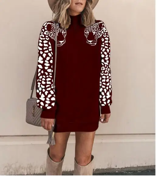 2022  Women Sweatshirts Leopard Print Long Sleeve Patchwork Casual Pullover Tops Spring Autumn Streetwear Sweatshirt Female