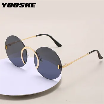 

YOOSKE Round Rimless Sunglasses Men Women 2020 Vintage Metal Fashion nose ring Sun Glasses Retro Black Eyewear Framless UV400