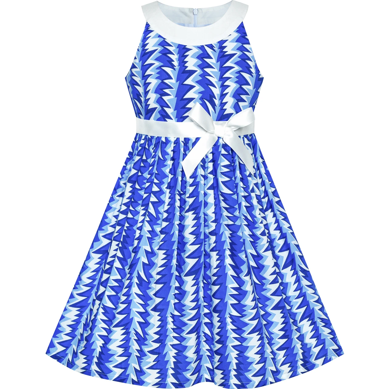 blue and white halter dress