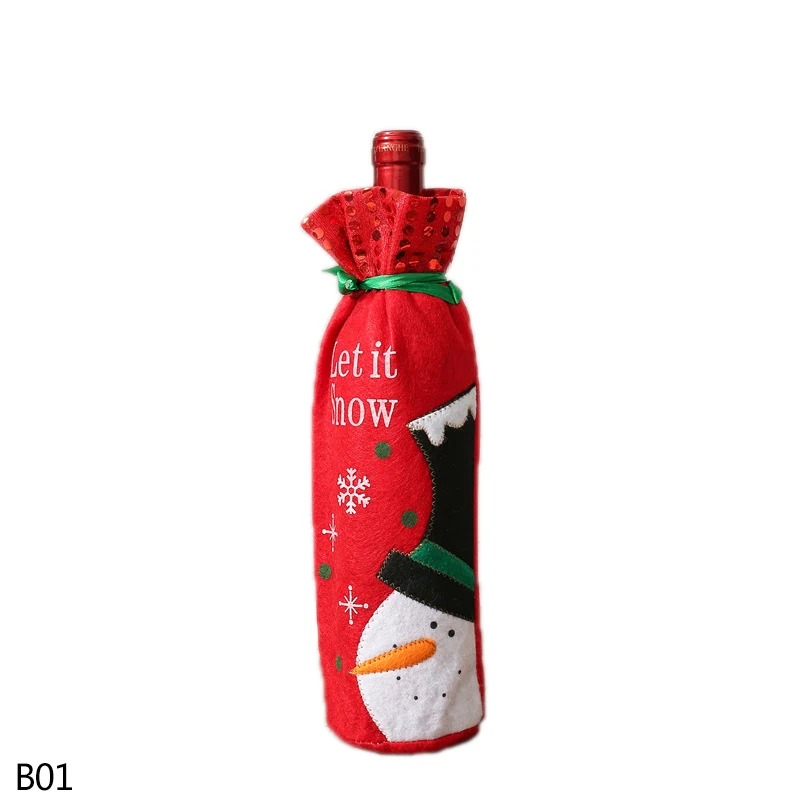 Красный зеленый Санта-Клаус Снеговик Рождественская бутылка вина обложка бутылка для сумки подарочная упаковка Декор новогодние вечерние украшения обеденного стола - Цвет: b01 snowman