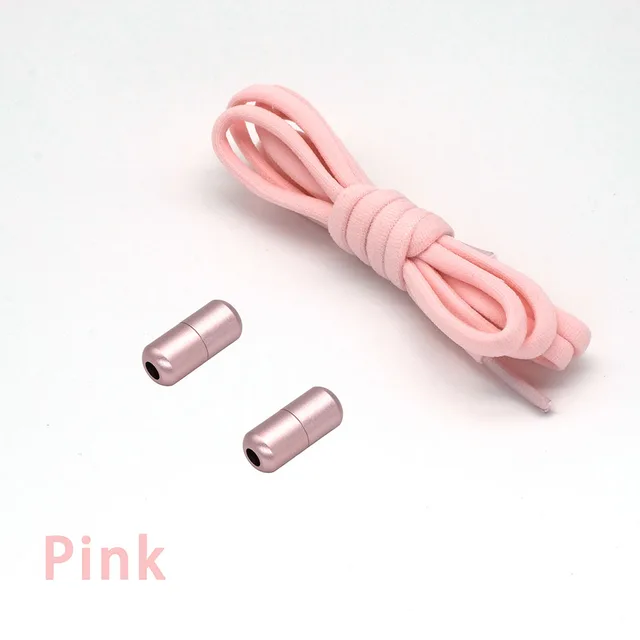 New Elastic Shoe Laces Round No Tie Shoelaces for Kids and Adult Shoelace for Sneakers Quick Lazy Laces Colorful Capsule Buckle Pink