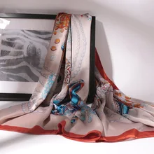 

130x130 Cm Brand Designer Silk Scarf Women Luxury Silk Long Shawl Spring And Summer Scarf Sunscreen Muffler Women Square Scarf