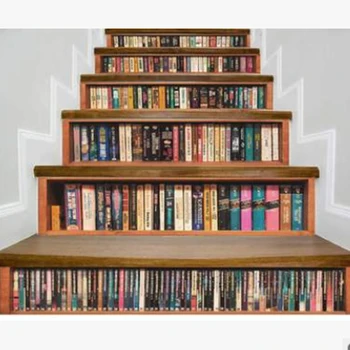

3D Stair Sticker Books/Waterfall Pattern Self-Adhesive Home Resturant Cafe Bar Shop Room Decoration Waterproof Step Stickers