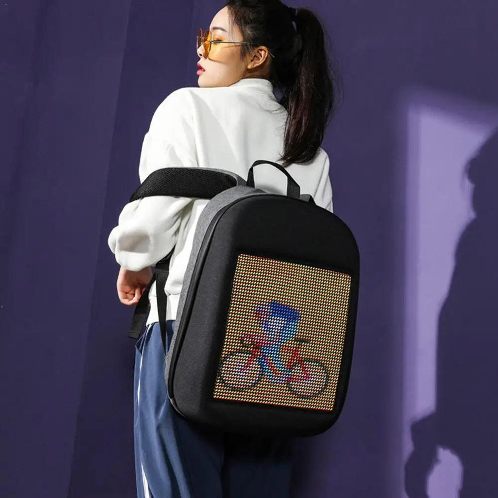 Dynamic LED Screen Display Backpack DIY Wireless Wifi APP Control
