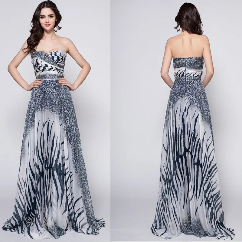 

BGW Sweetheart Sleeveless Chiffon Floral Pattern Tiered Prom Dresses Backless Floor Length 2019 Free Shipping