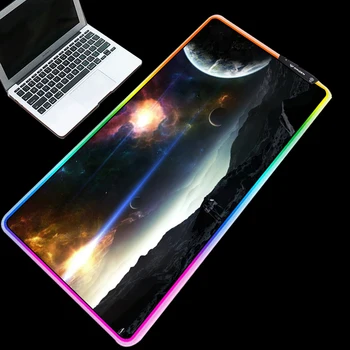 

Yuzuoan Cosmic Starry Computer Game Mouse Pad RGB LED 7-Color Lighting Adjusting Breathing Lamp Keyboard Pad DIY Custom Size