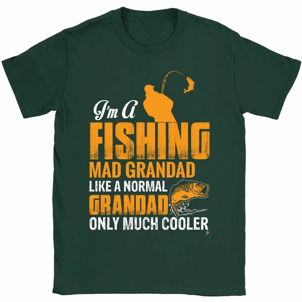 I'M A Fishing Mad granddad Like Normal But Cooler Fathers Day Мужская футболка большого размера |
