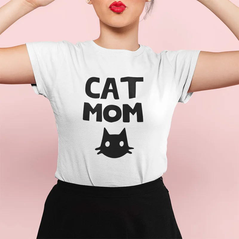Футболка с рисунком кошки и мамы женские футболки Kawaii Kitty Забавные на подарок