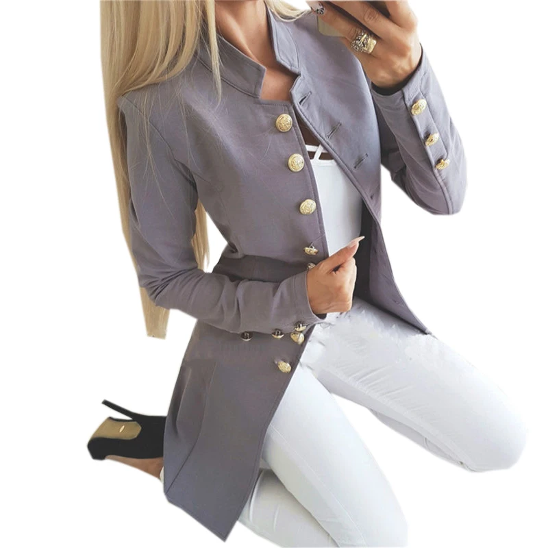 Buy Winter New Slim Jacket 2019 Fashion Single Breasted Solid Women Long Coat Office Overall Red Black Botton Sleeve Outerwear M0235